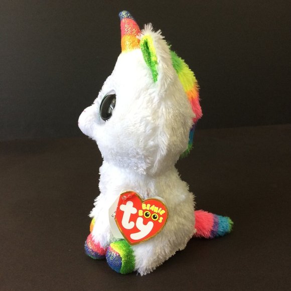 Ty | Toys | Ty Beanie Boos Pixy White Rainbow Unicorn Glitter Eyes 6